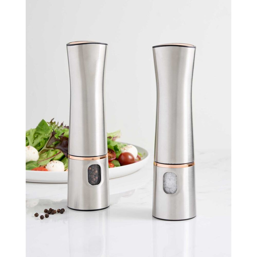 NIB Quince Stainless Steel Electric Salt & Pepper Mill Set